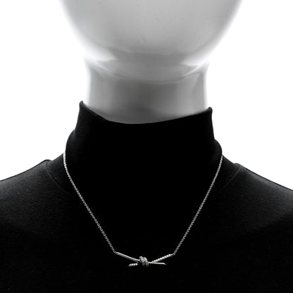 Tiffany 18K White Gold Diamond Knot Pave Necklace 2 of 5