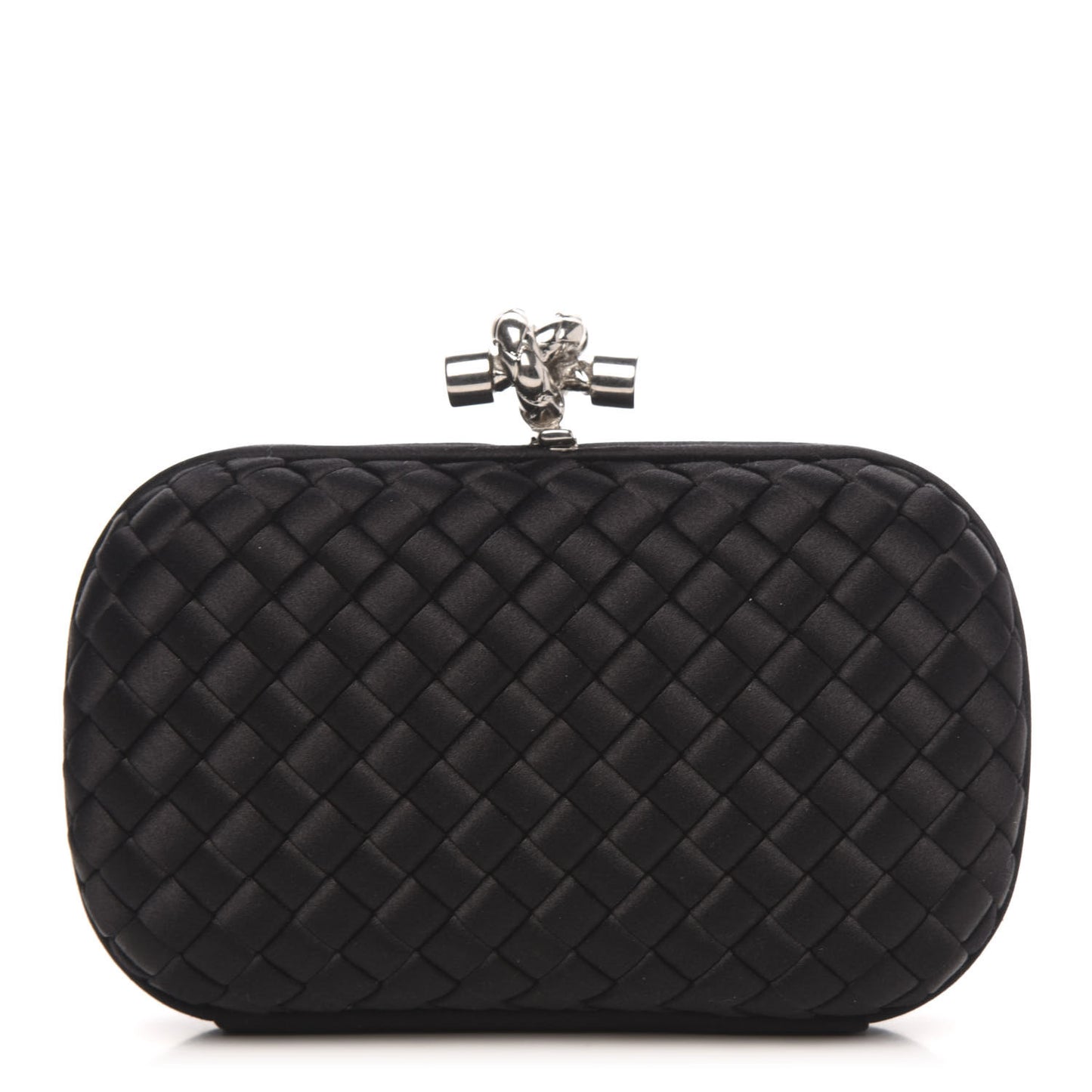 Satin Intreccio Impero Knot Clutch Black