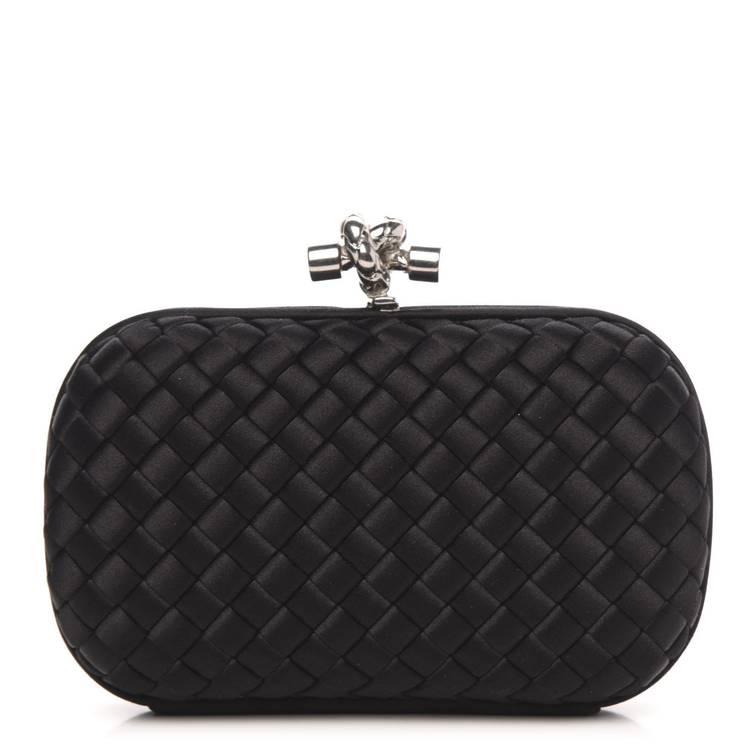 Bottega Veneta Satin Intreccio Impero Knot Clutch Black 1 of 8