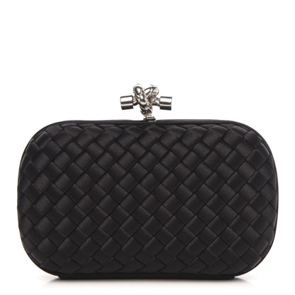 Bottega Veneta Satin Intreccio Impero Knot Clutch Black 1 of 8