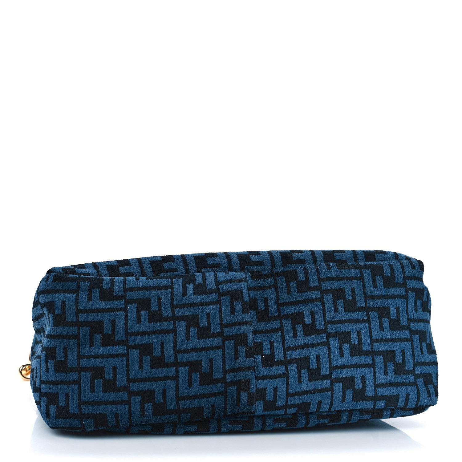 Fendi Chenille Vitello Seta Plexiglass FF Fendi O'Lock Zipper Blue Black 7 of 9