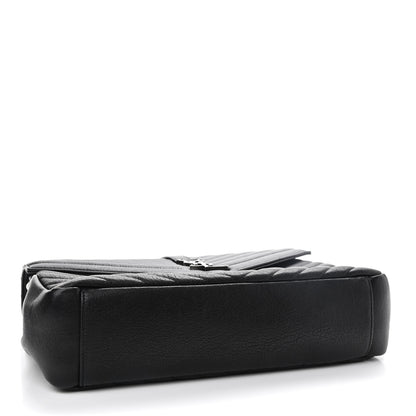 Saint Laurent Sheepskin Matelasse Chevron Monogram Large College Satchel Black 4 of 10