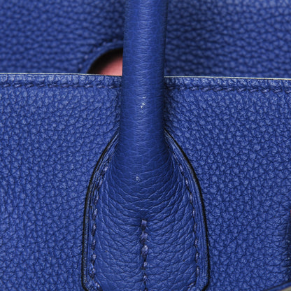 Hermes Togo Horseshoe Birkin 30 Bleu Electrique Rose Lipstick 29 of 29