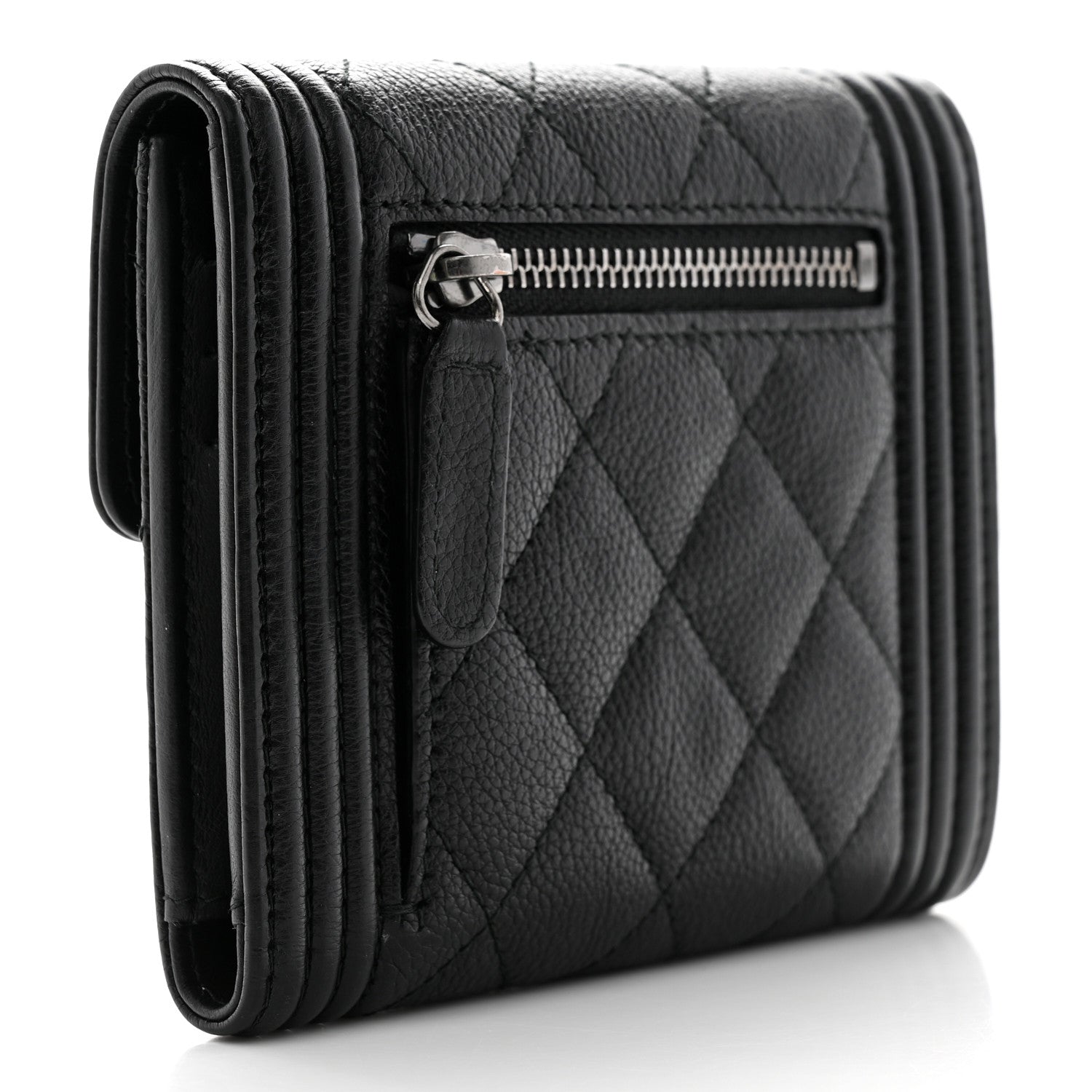 Chanel Caviar Quilted Compact Boy Wallet Black 3 of 8