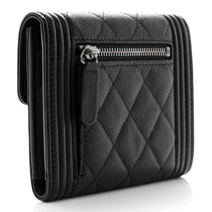 Chanel Caviar Quilted Compact Boy Wallet Black 3 of 8