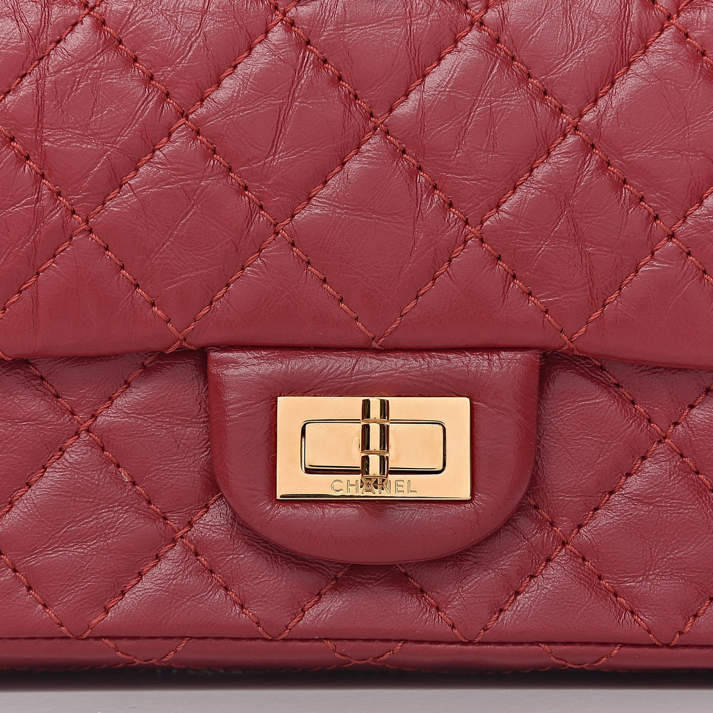 Aged Calfskin Quilted 2.55 Reissue Mini Flap Red