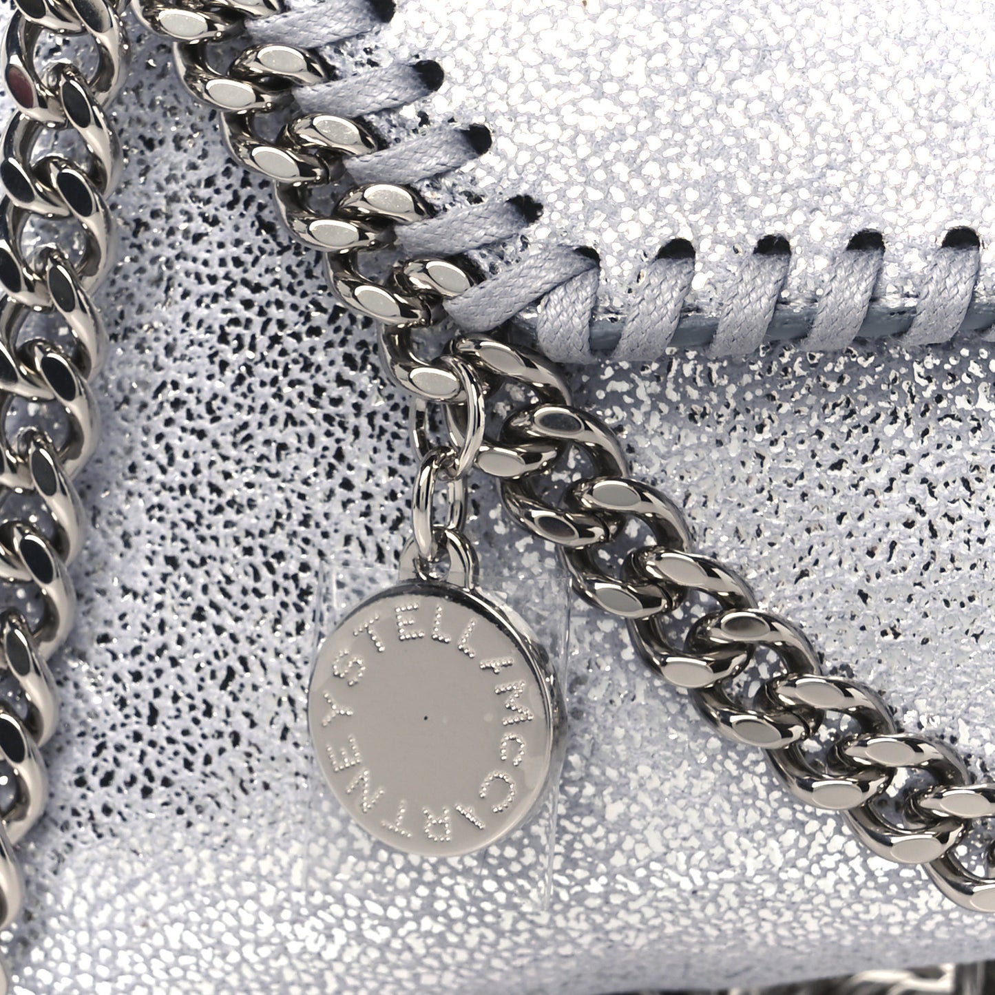 Metallic Shaggy Deer Mini Falabella Crossbody Bag Silver