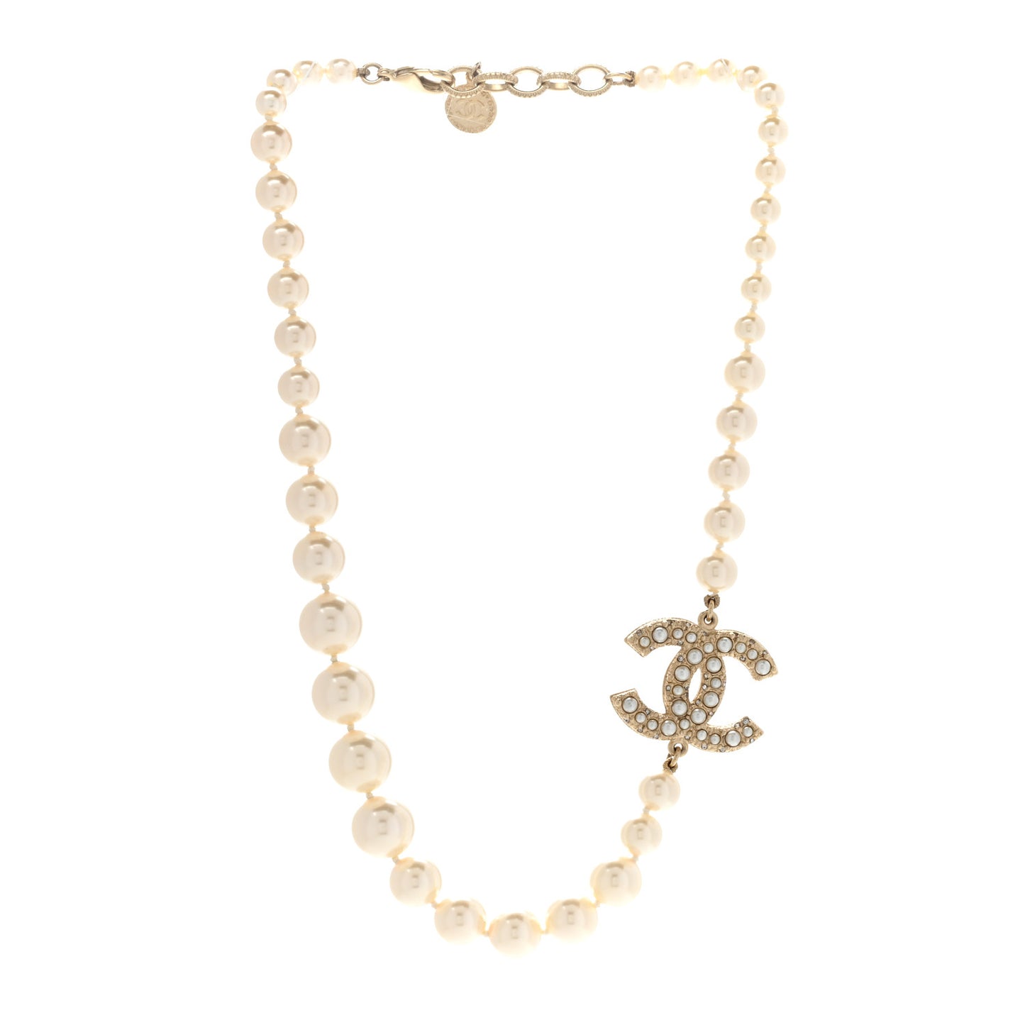 Pearl CC 100th Anniversary Necklace Light Gold