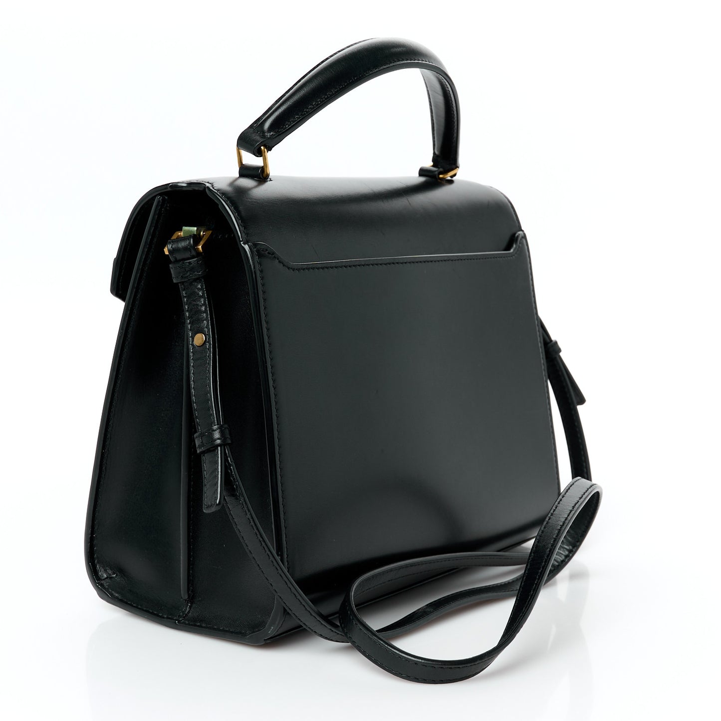 Smooth Calfskin Medium Classic Monogram Cassandra Top Handle Black Rouge Legion