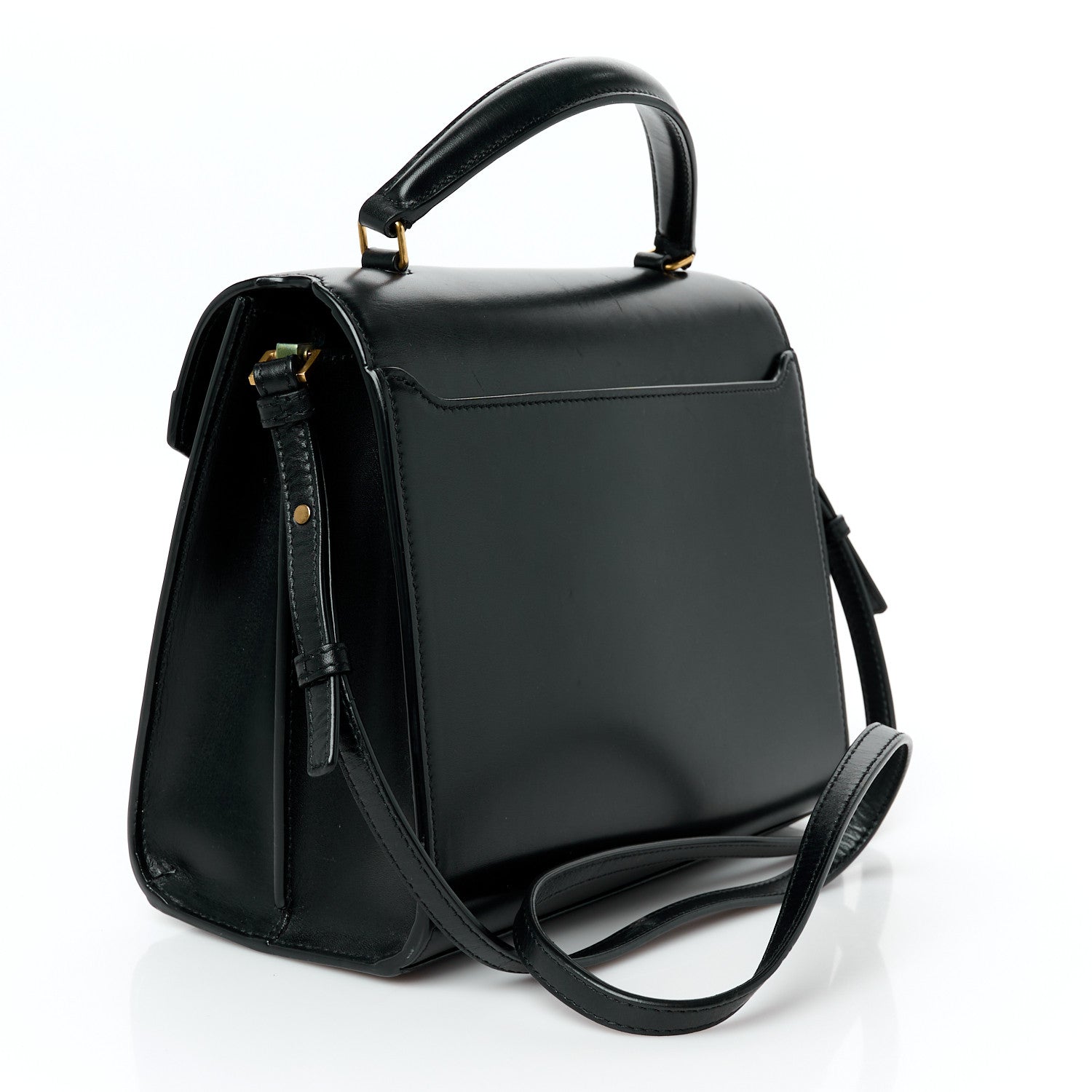 Saint Laurent Smooth Calfskin Medium Classic Monogram Cassandra Top Handle Black Rouge Legion 3 of 11