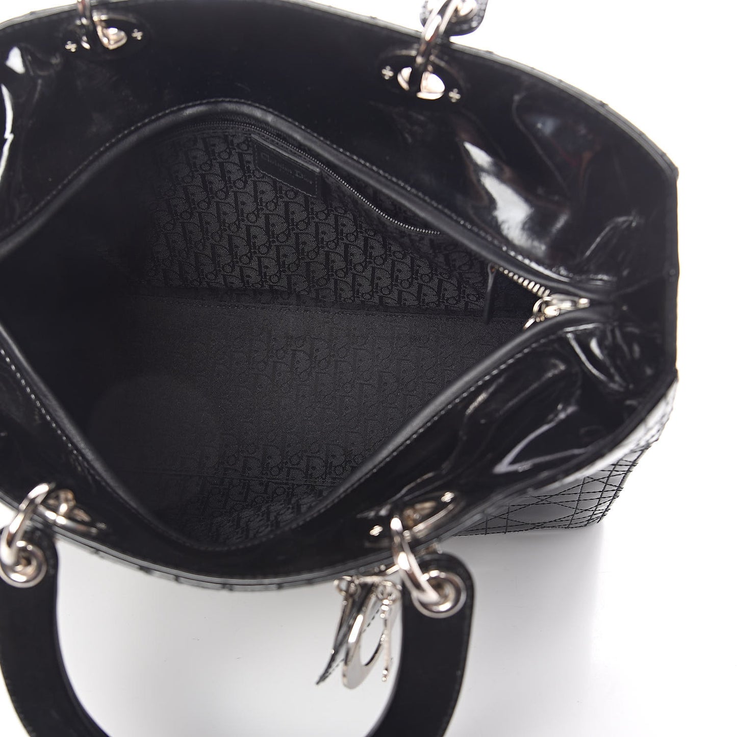 Patent Cannage Large Lady Dior Black