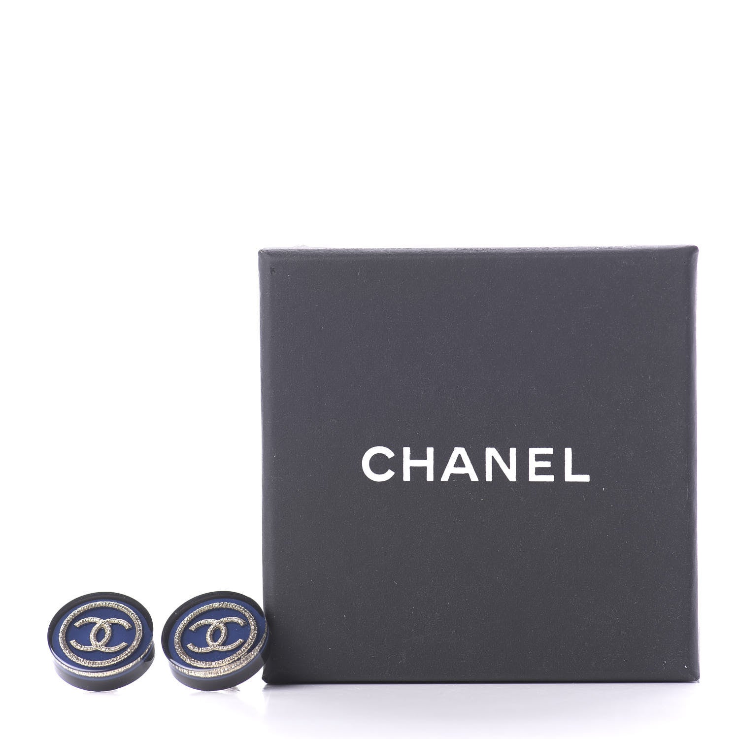 Chanel Resin CC Round Earrings Blue 4 of 4