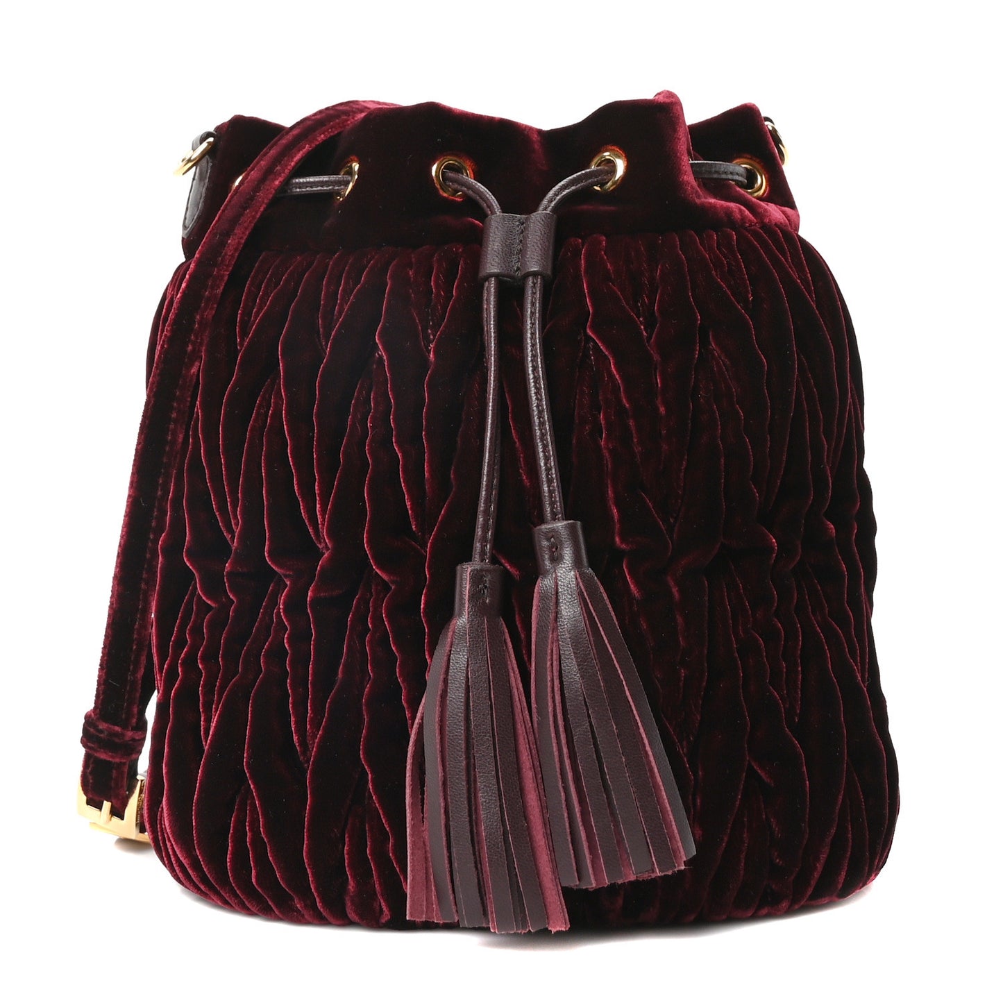 Velluto Matelasse Bucket Bag Bordeuax