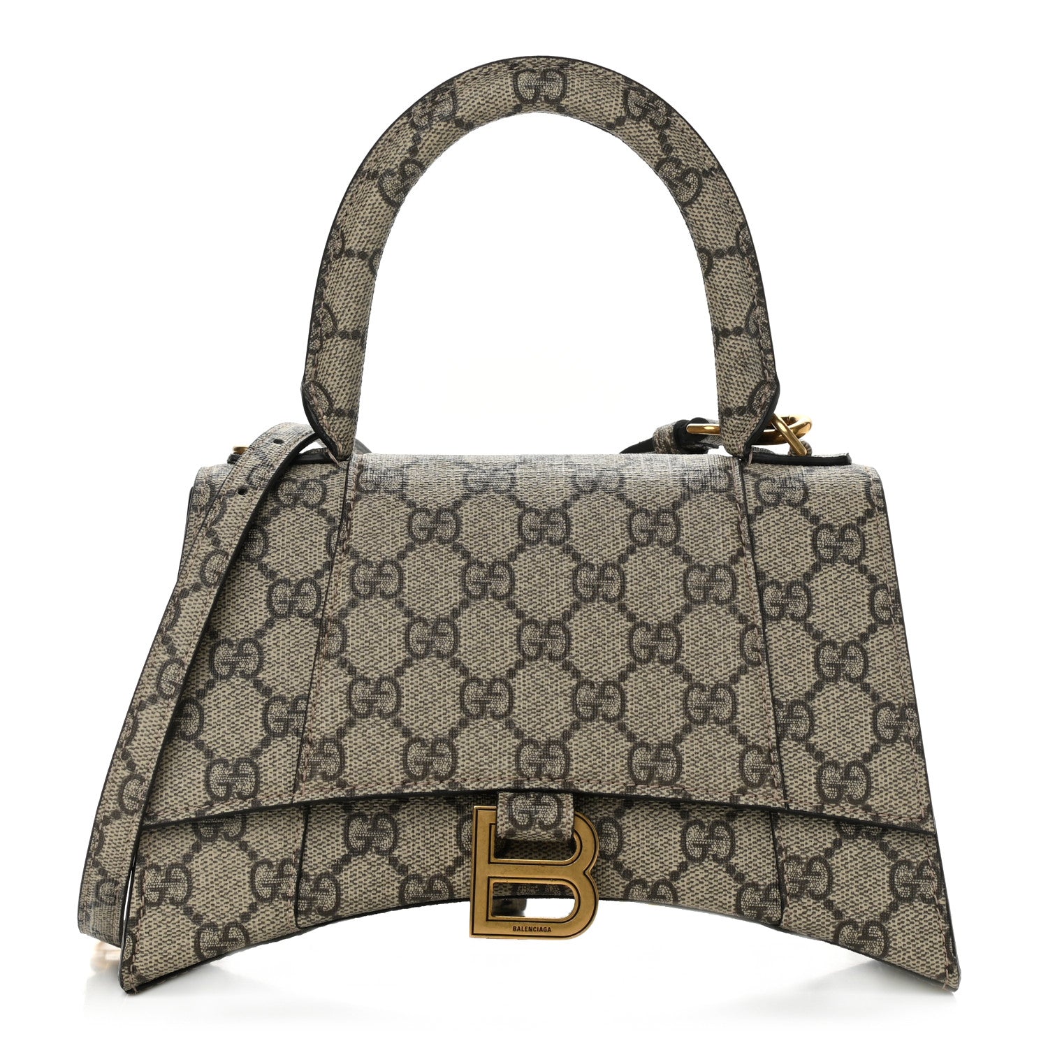 Balenciaga X GUCCI GG Supreme Monogram Small Hourglass Top Handle Bag Beige Ebony 2 of 11