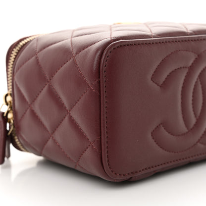 Chanel Lambskin Quilted Metal Small Top Handle Vanity Case With Chain Burgundy 9 of 11