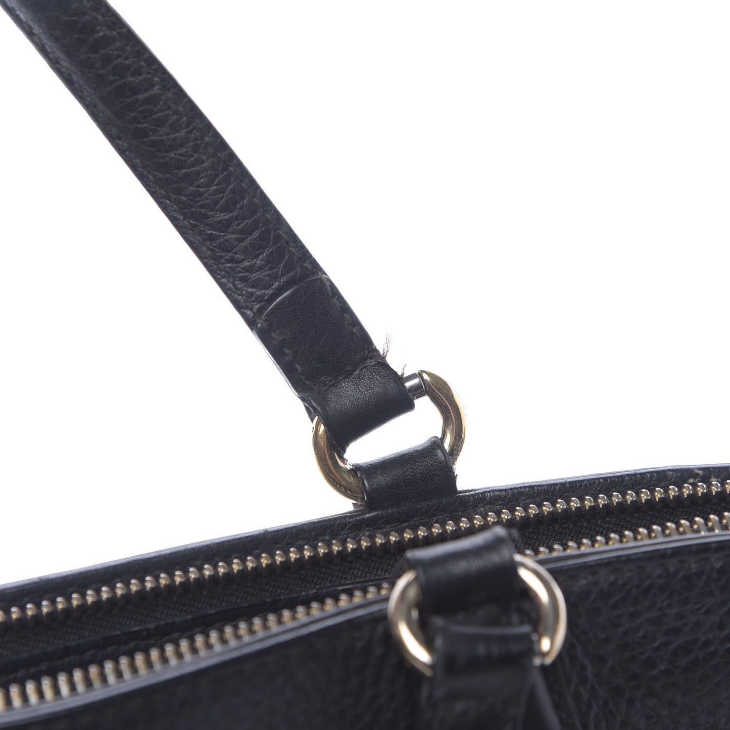 Pebbled Calfskin Small Soho Top Handle Bag Black