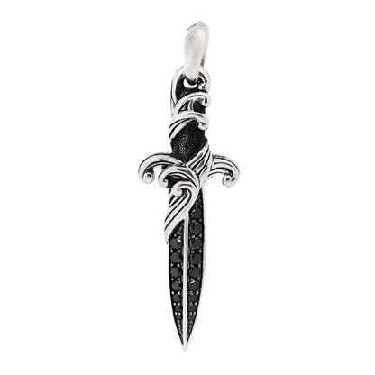 David Yurman Sterling Silver Black Diamond Waves Dagger Amulet Pendant 1 of 4