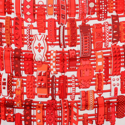 Hermes Silk Colliers de Chiens Scarf 90 Rouge Blanc Bordeaux 1 of 7