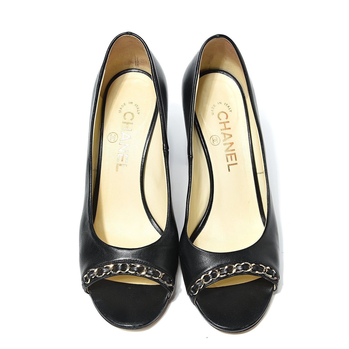 Lambskin Peep Toe CC Pumps 38 Black