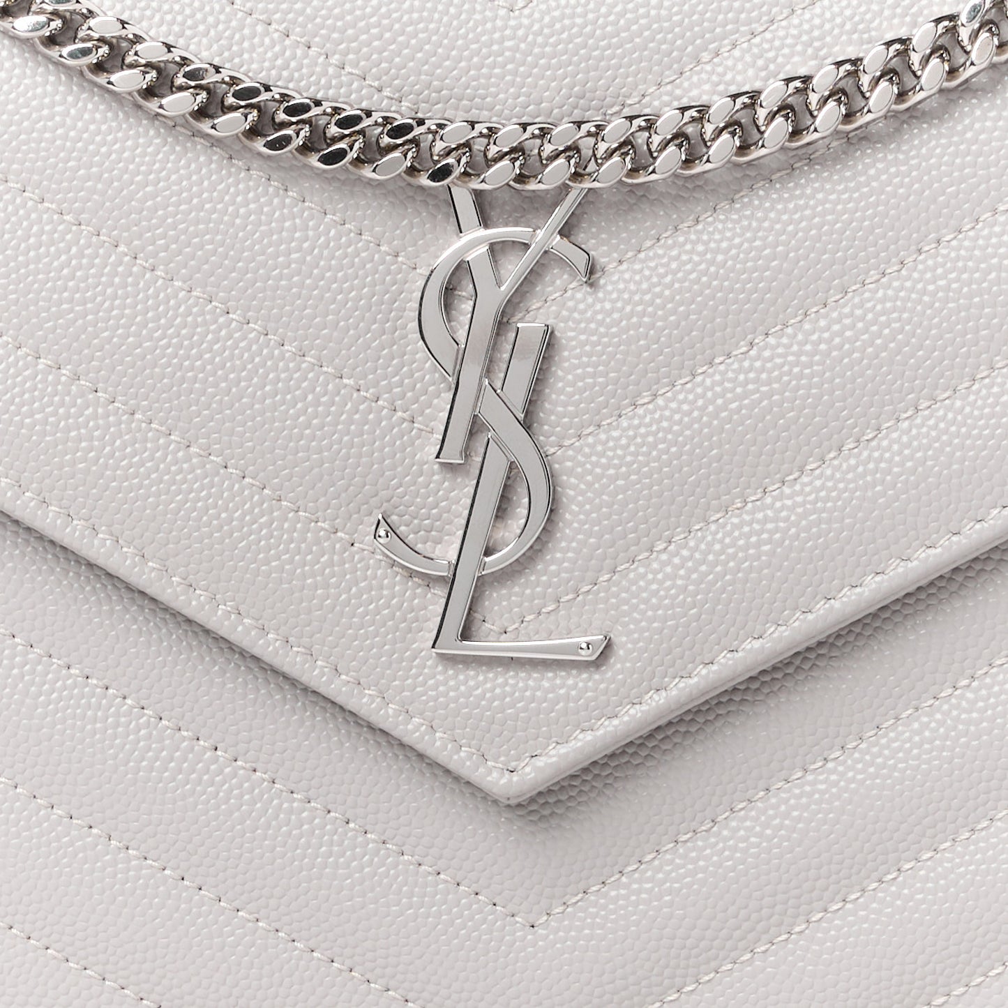 Grain De Poudre Matelasse Chevron Monogram Chain Wallet Granite