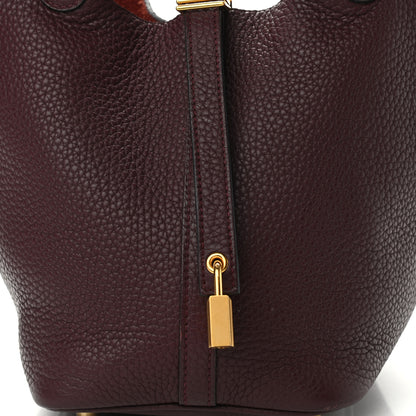 Hermes Taurillon Clemence Swift Eclat Picotin Lock 18 PM Prune Orange Poppy 7 of 10
