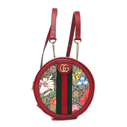 Gucci GG Supreme Monogram Web Flora Mini Ophidia Round Backpack Red 1 of 10