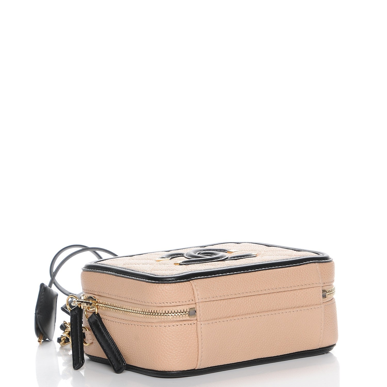 Chanel Caviar Quilted Small CC Filigree Vanity Case Beige Black 5 of 9
