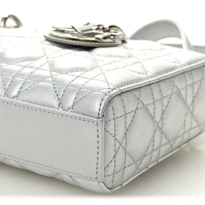 Christian Dior Iridescent Metallic  Lambskin Cannage Medium Lady D-Joy Silver 10 of 10
