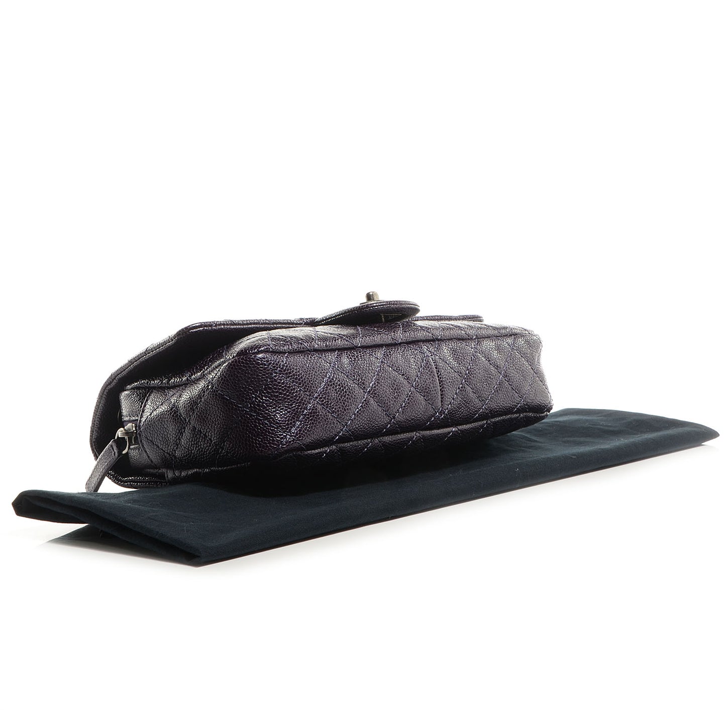 Iridescent Caviar Quilted Small Chic Flap Dark Purple