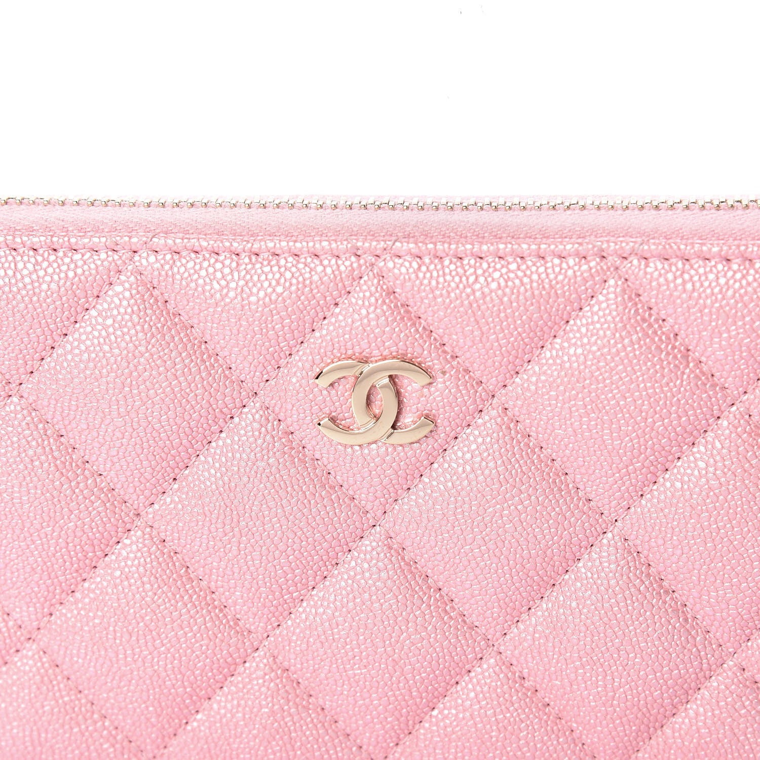Chanel Iridescent Caviar Quilted Medium Zip Around Wallet Pink 11 of 12