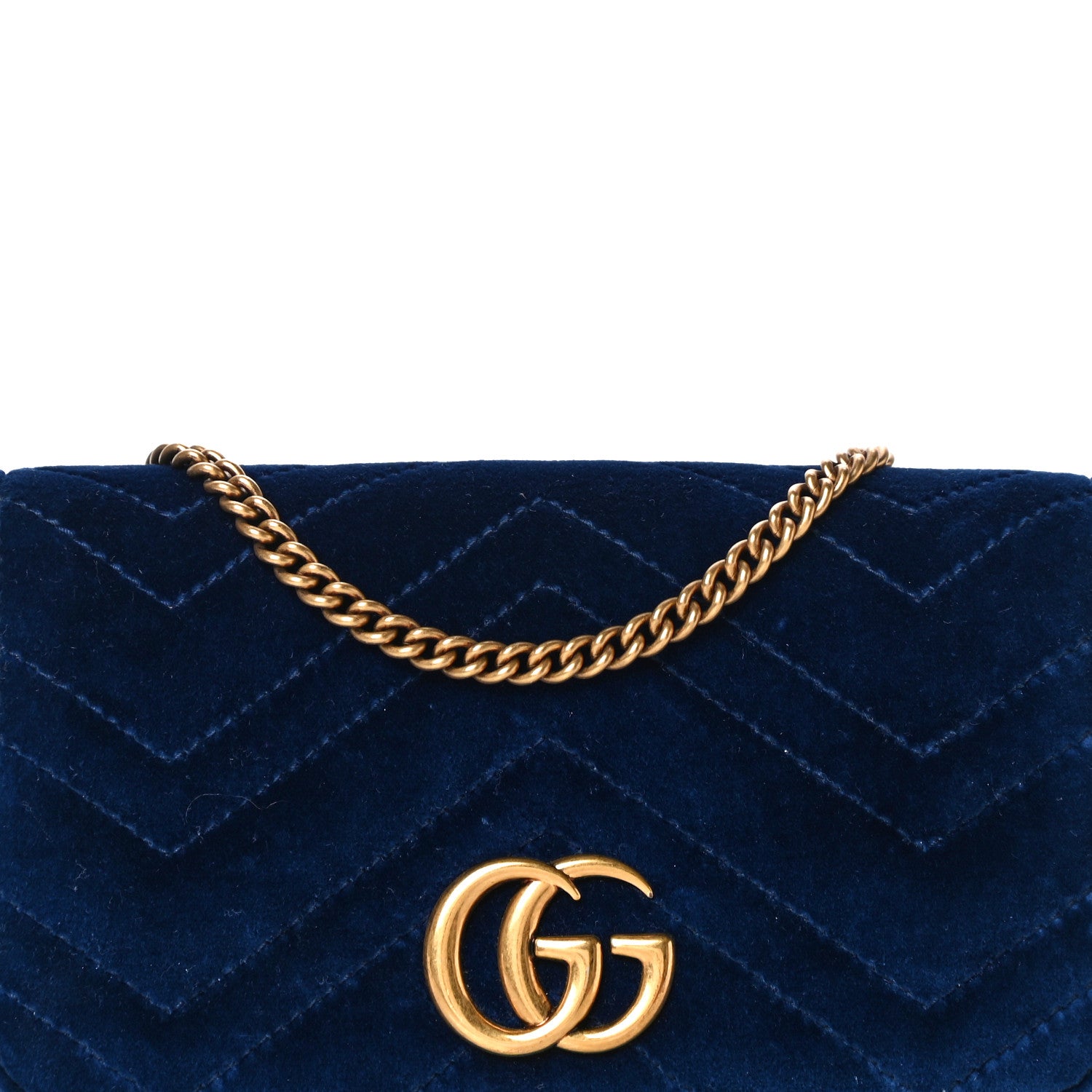 Gucci Velvet Matelasse GG Marmont Mini Bag Cobalt Blue 6 of 16