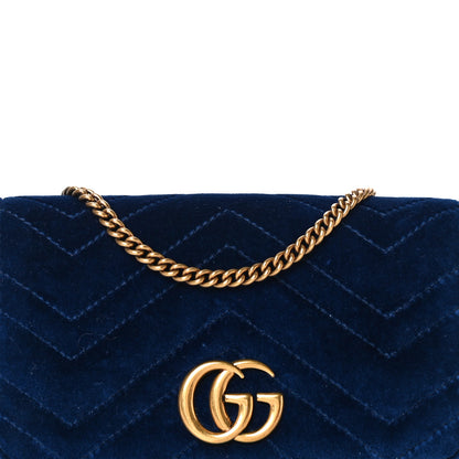 Gucci Velvet Matelasse GG Marmont Mini Bag Cobalt Blue 6 of 16