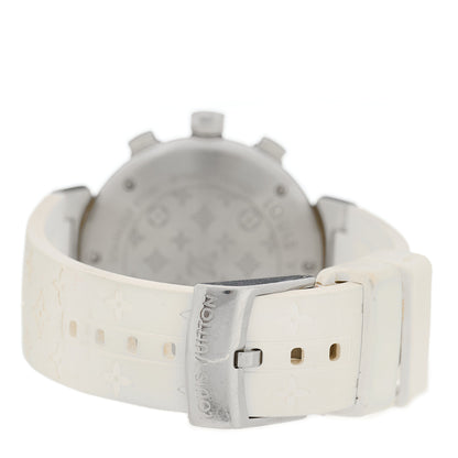 Louis Vuitton Stainless Steel Rubber Diamond Mother of Pearl 34mm Tambour Lovely Cup Quartz Watch 3 of 4
