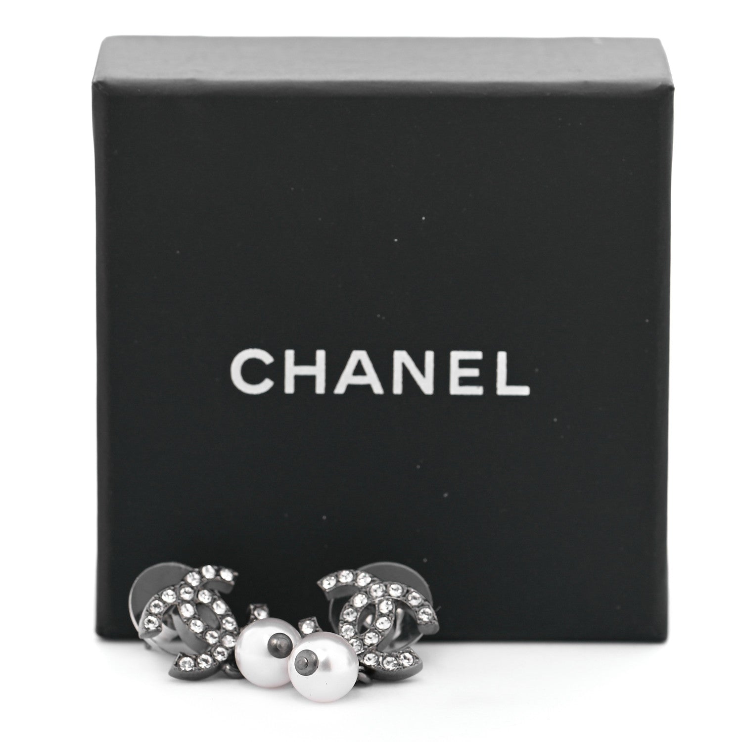 Chanel Crystal Pearl CC Drop Earrings 5 of 5