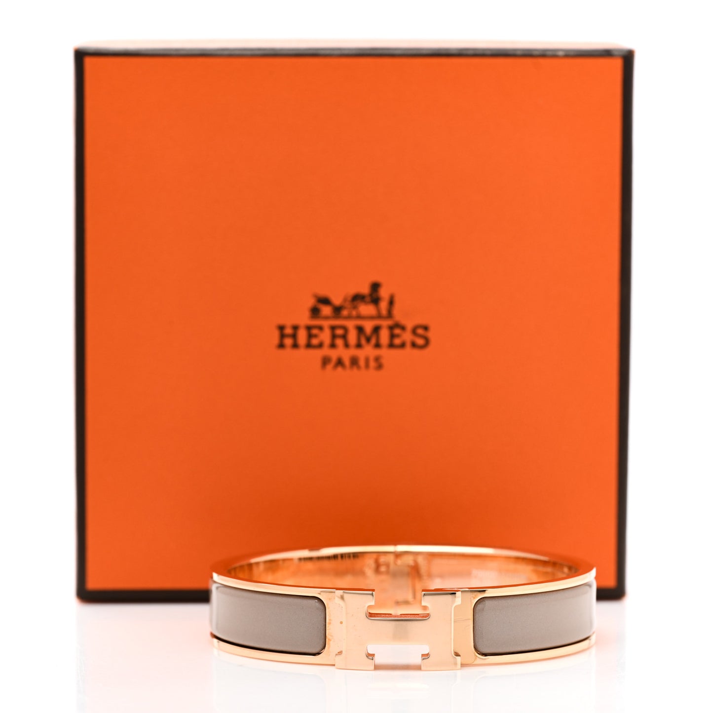 Enamel Narrow Clic Clac H Bracelet PM Marron Glace