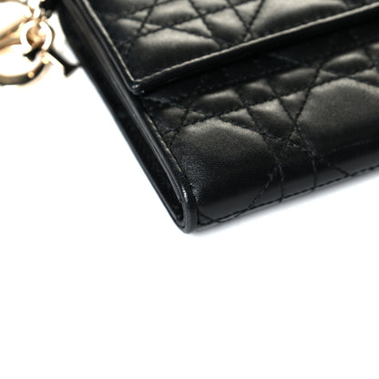 Christian Dior Lambskin Cannage Lady Dior Charm Wallet Black 6 of 8