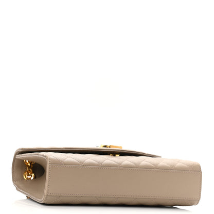 Saint Laurent Grain De Poudre Textured Mixed Matelasse Medium Triquilt Monogram Satchel Dark Beige 3 of 10