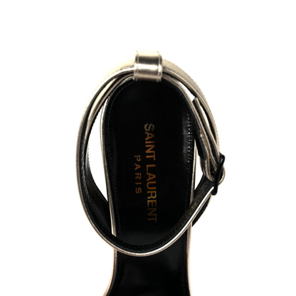 Saint Laurent Calfskin Tribute 105 Open Toe Platform Sandals 38.5 Gold 7 of 9