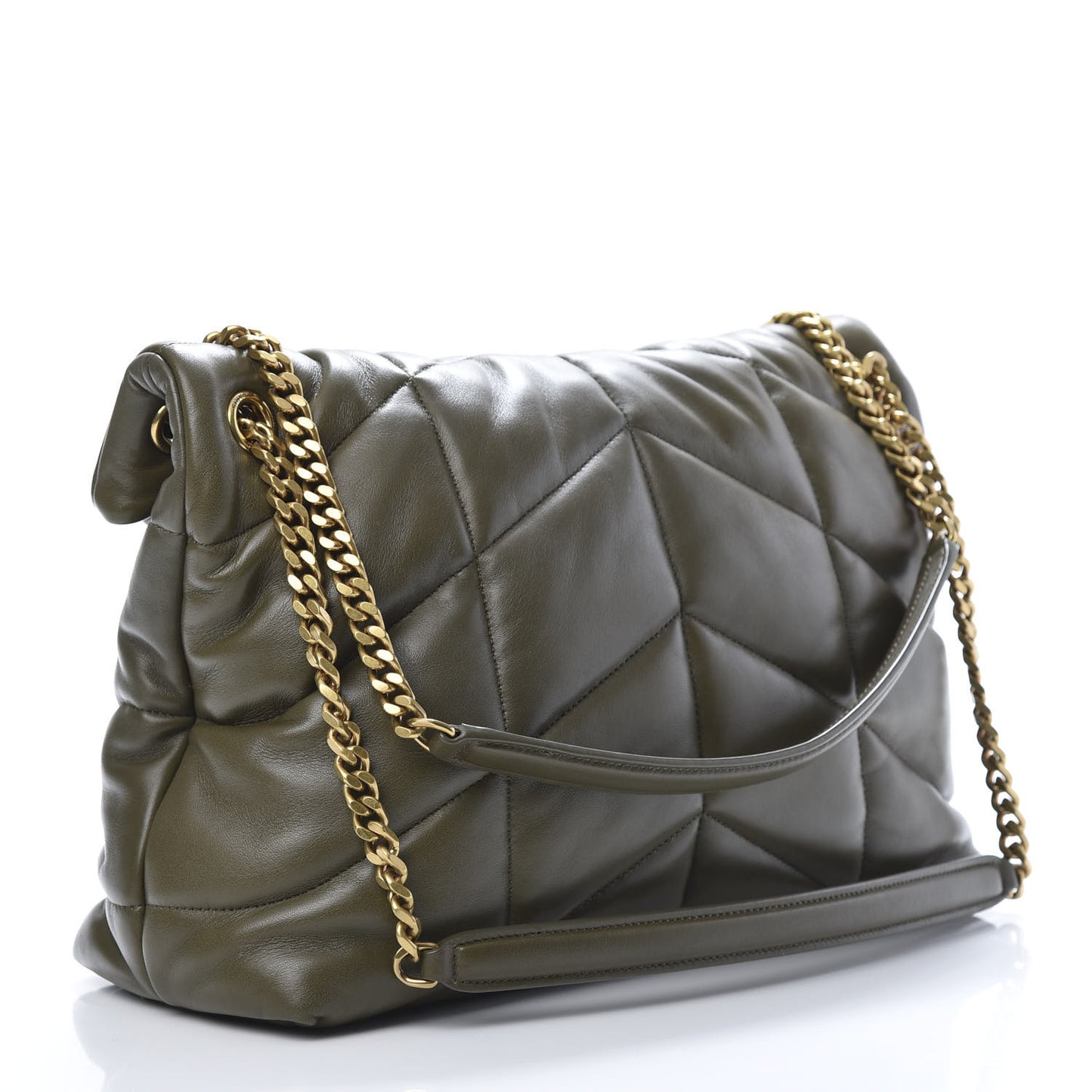 Lambskin Quilted Medium Loulou Puffer Monogram Chain Satchel Seaweed