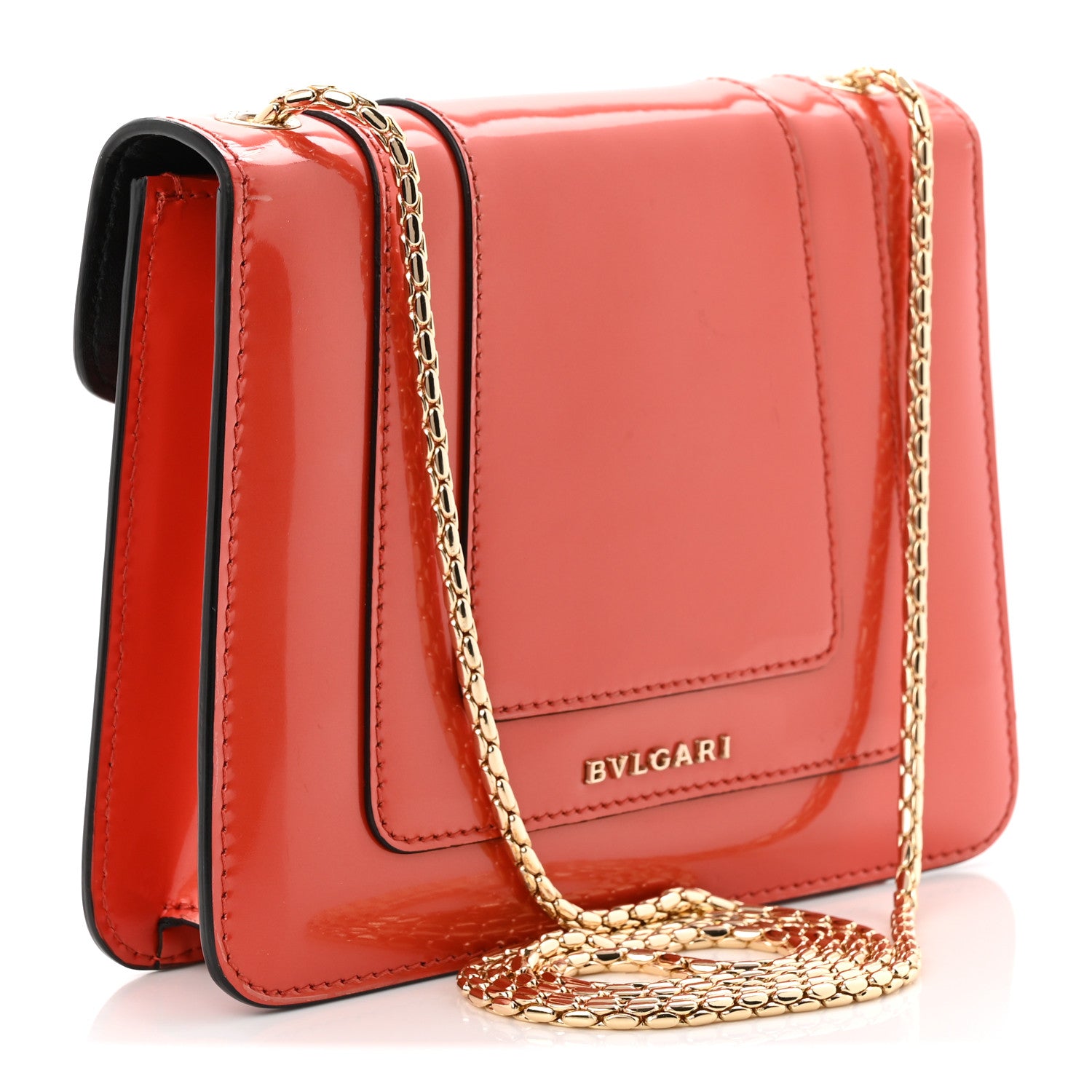 Bulgari Metallic Calfskin Small Serpenti Forever Snake Strap Crossbody Bag Orange 4 of 17
