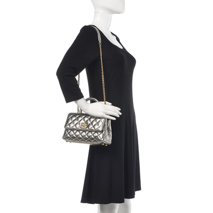 Chanel Metallic Caviar Quilted Mini Coco Handle Flap Silver 2 of 10