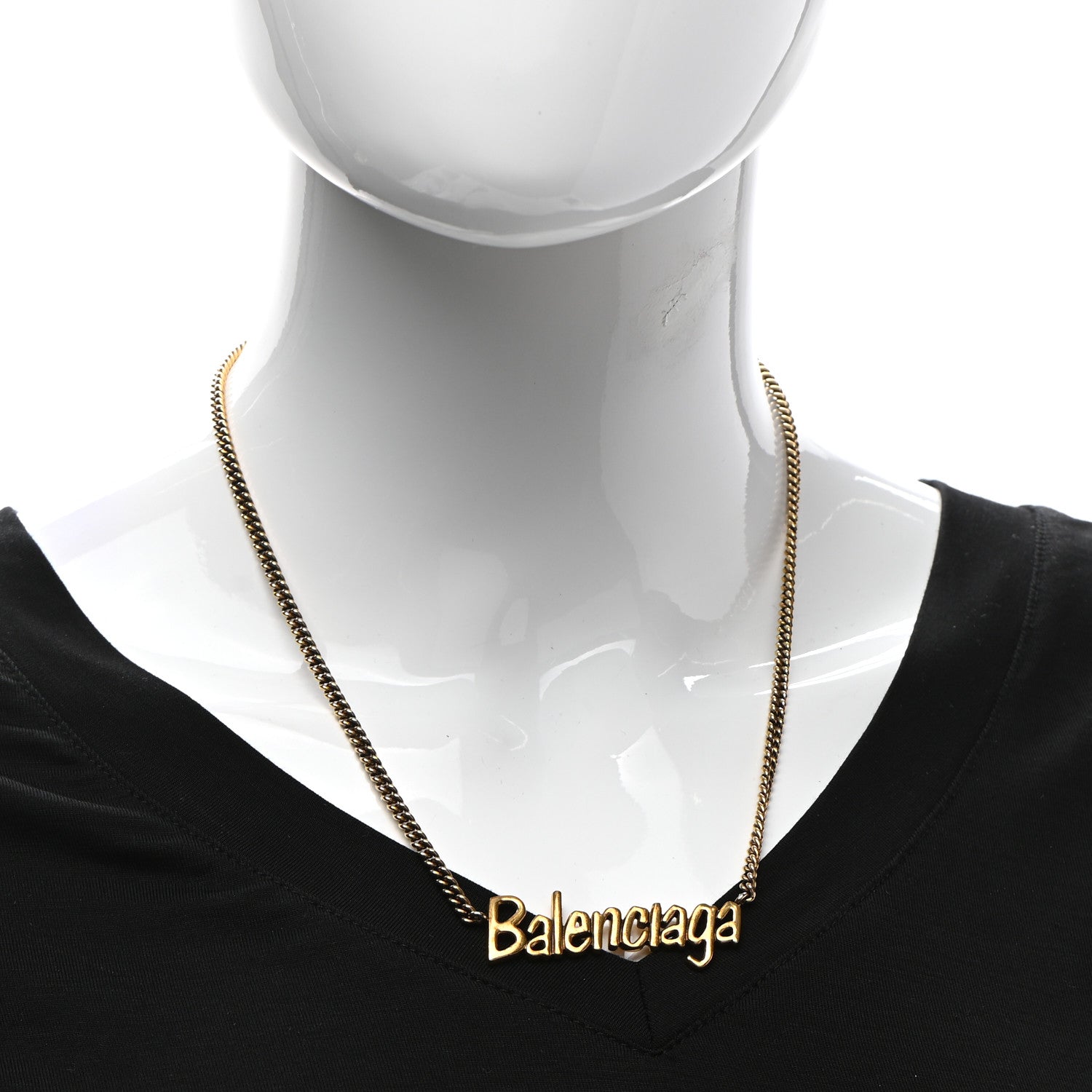 Balenciaga Metal Logo Necklace Gold 2 of 7