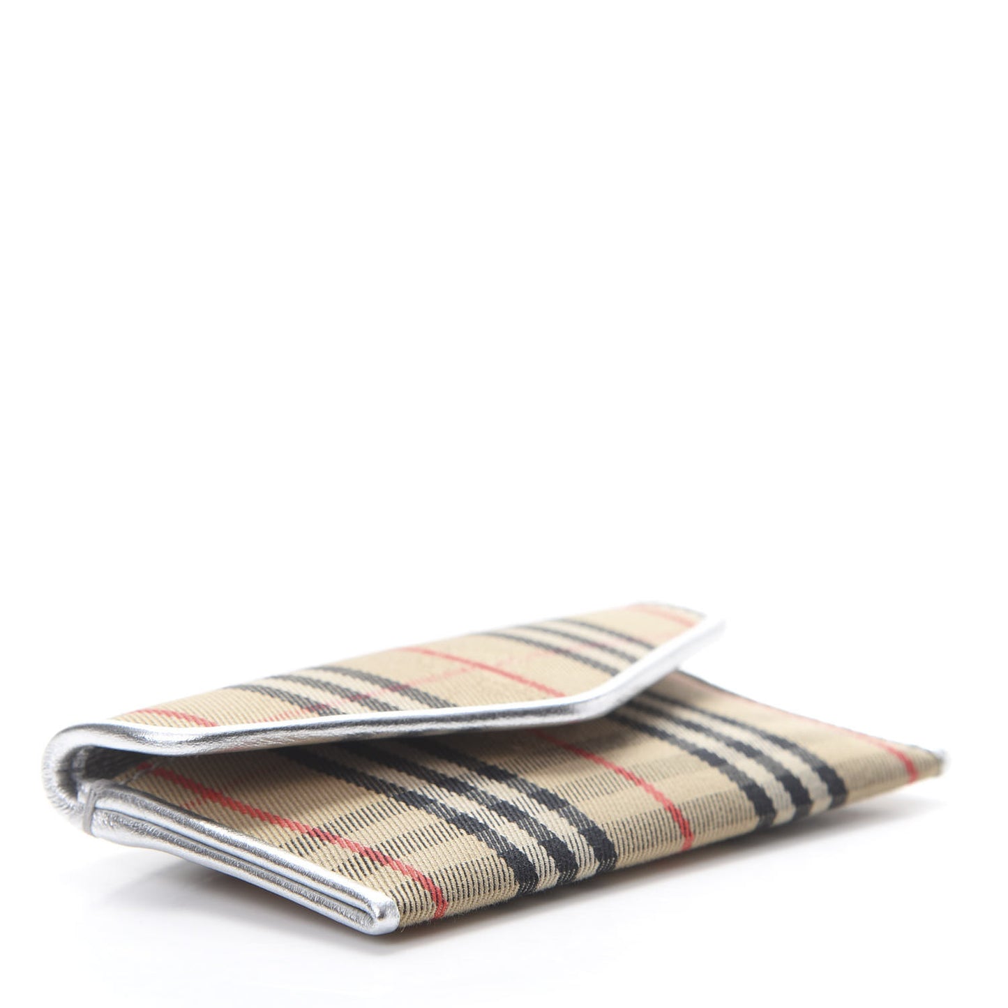 Smooth Calfskin 1983 Knight Check Envelope Card Case Silver