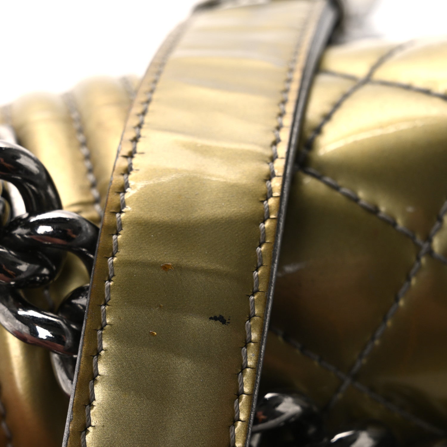 Chanel Metallic Patent Calfskin Quilted Medium Boy Flap Silver 14 of 15