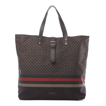 Gucci Nylon Diamante Web Buckle Tote Brown 1 of 10
