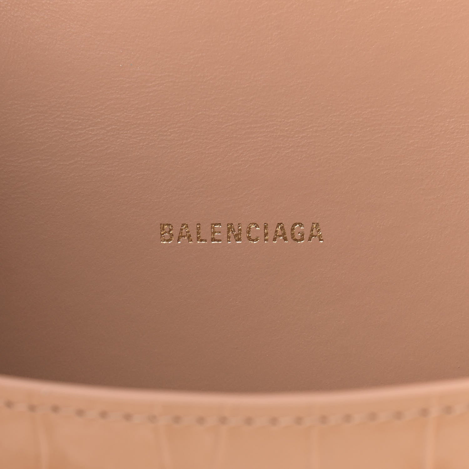 Balenciaga Shiny Calfskin Crocodile Embossed Hourglass Top Handle Bag XS Nude Beige 6 of 11