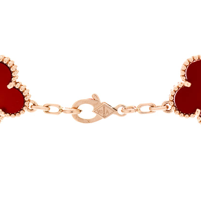 Van Cleef & Arpels 18K Rose Gold Carnelian 5 Motifs Guilloche Vintage Alhambra Bracelet 5 of 6