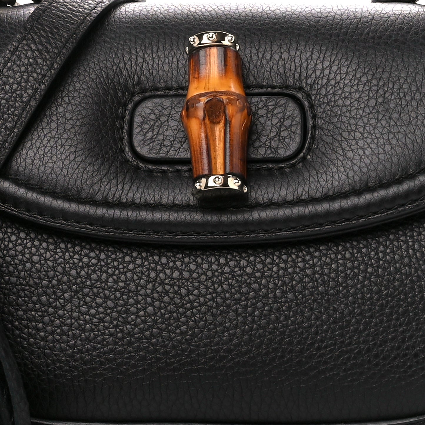 Calfskin Medium New Bamboo Top Handle Bag Black