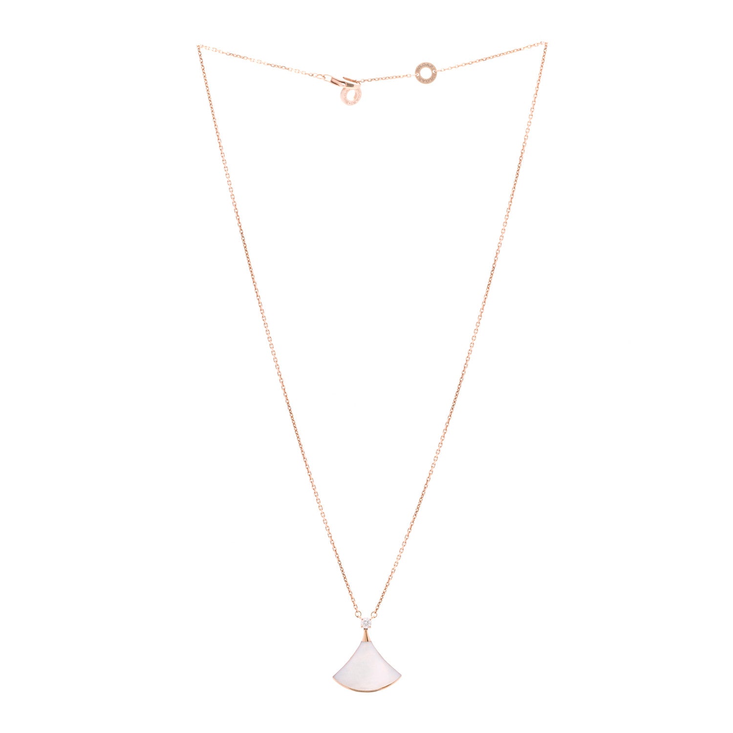 Bulgari 18K Rose Gold Diamond Mother of Pearl Divas' Dream Pendant Necklace 3 of 5