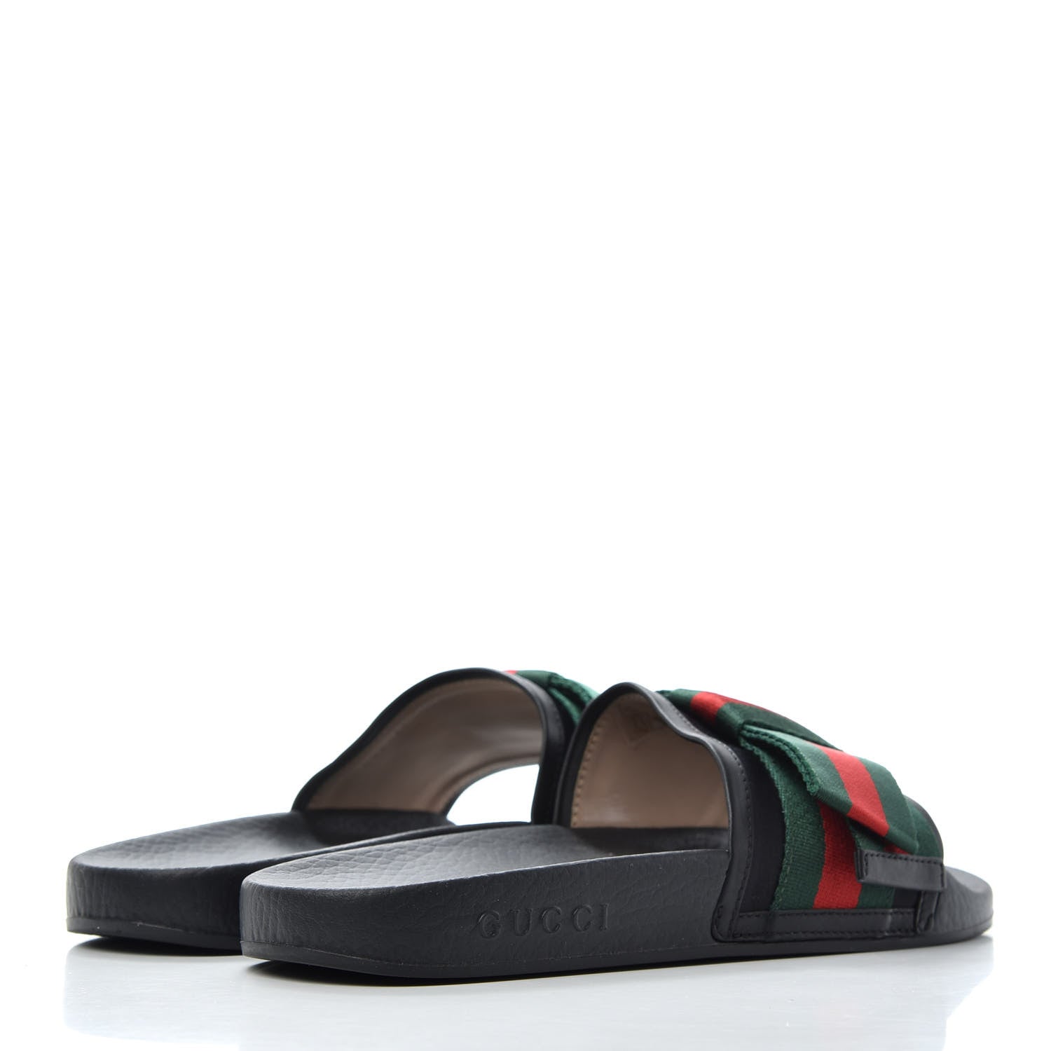 Gucci Satin Web Bow Slide Sandals 38 Black 4 of 11